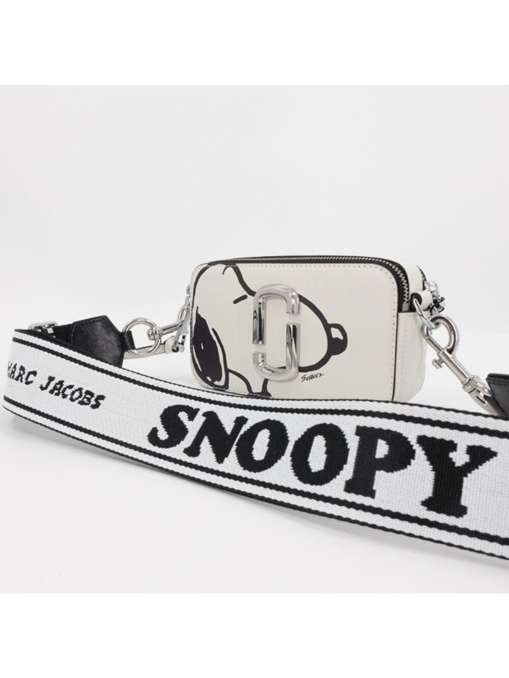 Marc Jacobs x Peanuts Snoopy The Snapshot Logo Plaque Crossbody Bag White OS - Picture 3 of 14